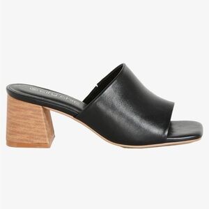 City Chic Black Slide Mule with Wood-Effect Block Heel